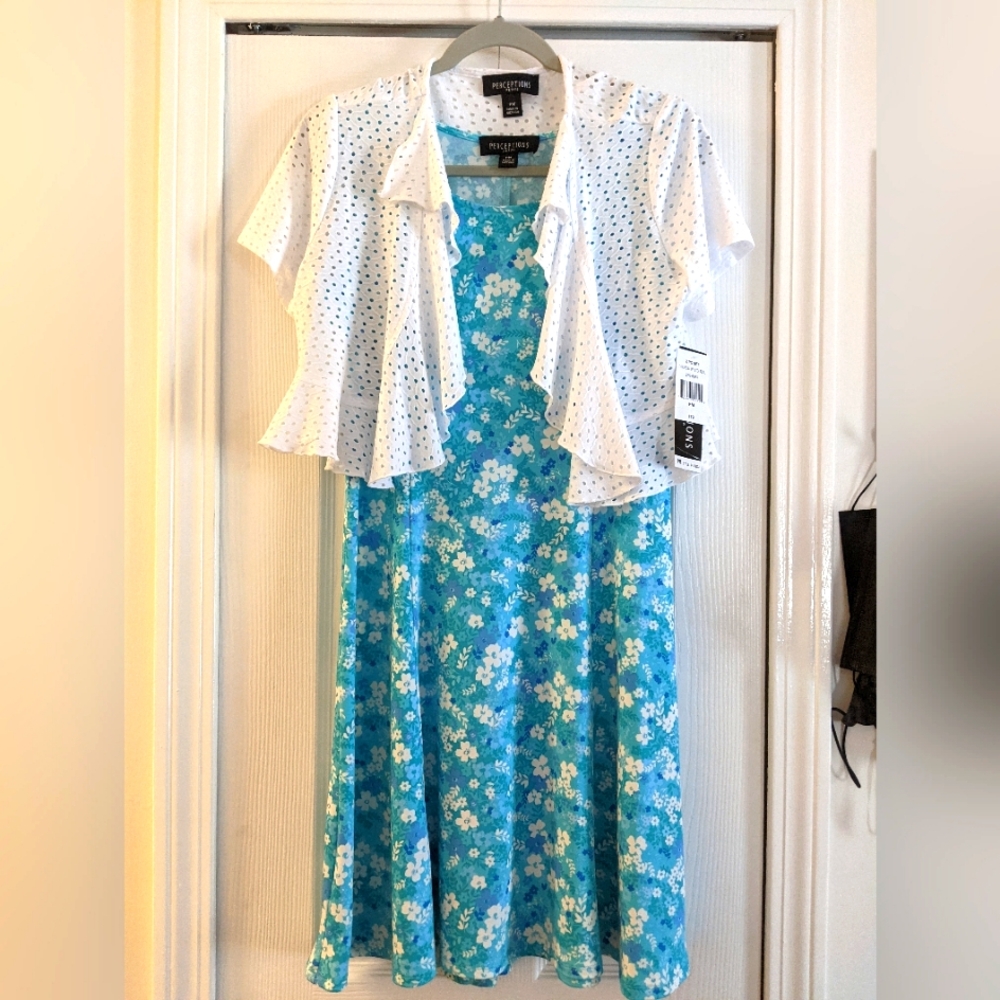 K Jordan Sleeveless dress with crocheted shrug (jacket) New, size PM